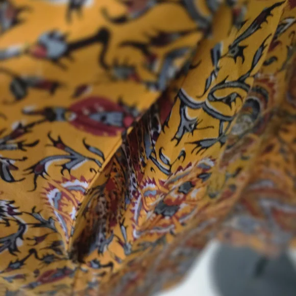 Anthropologie Tiny Boho  Yellow and Blue Long Sleeve Dress Size L - Picture 2 of 7